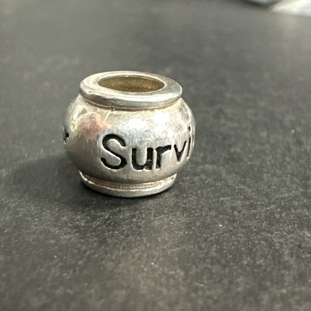 SURVIVOR Sterling Silver Charm Spacer for Necklace or Bracelet #19 - Picture 3 of 7